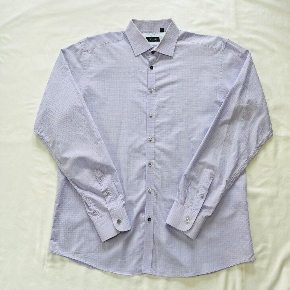 Sand Copenhagen Mens 43 US Large Casual Shirt Button Up Purple 100% Cotton